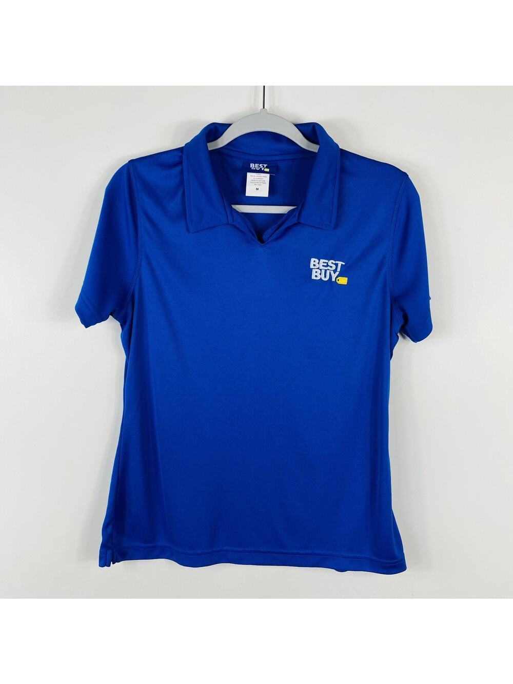 Best Buy Employee Polo Shirt Women's Medium Blue Short Sleeve Top *